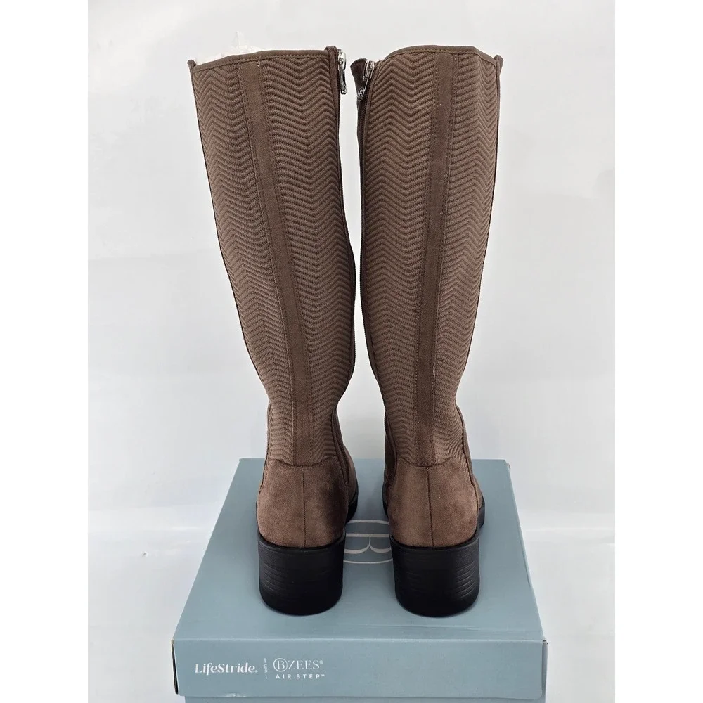 Bzees LifeStride Optimum Boots Womens 7.5 Mocha Brown Tall Suede - New